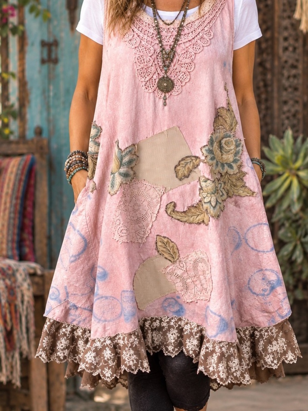 Lagen Look Upcycled Tunic Dress One Sz Art To Wear Patchwork Boho Festival Wear